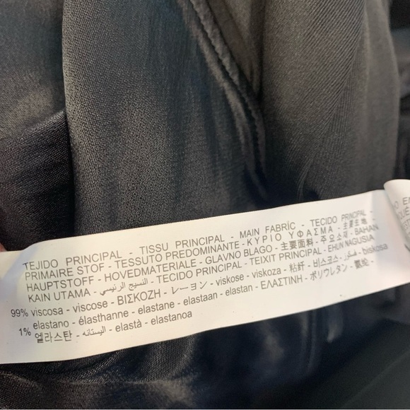 Zara black ruched satin effect long sleeve V-neck bodysuit Sz S NWT - Picture 6 of 9